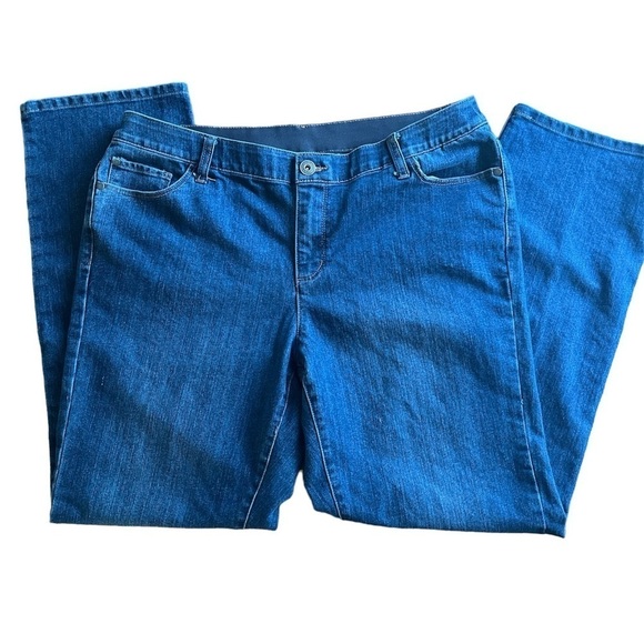 CJ Banks Jeans Size 14 W Hidden Elastic Waist Band Medium Wash Color - Picture 1 of 13